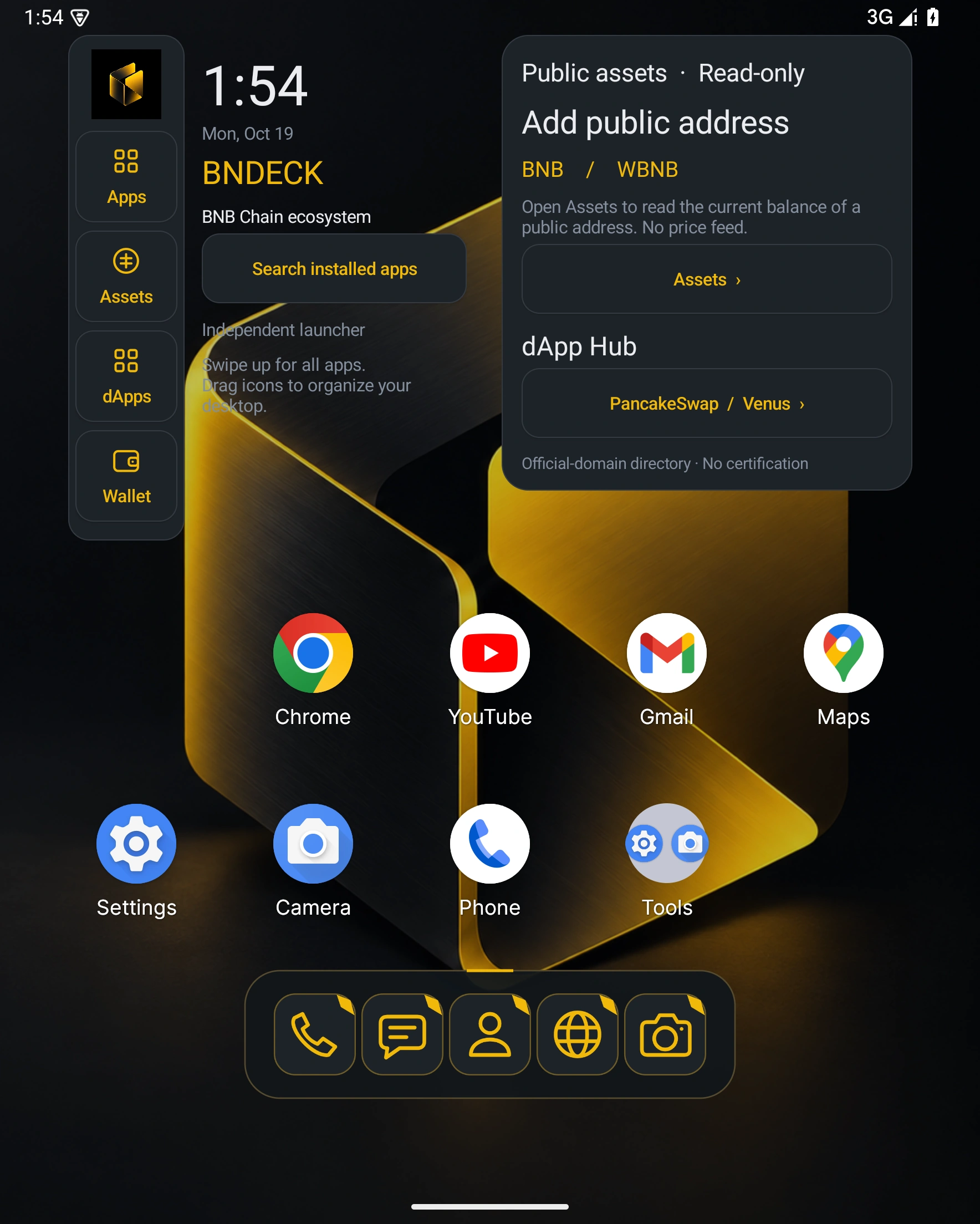 BNDECK runtime preview · expanded grid and dedicated multi-panel home on an Android 15 emulator.